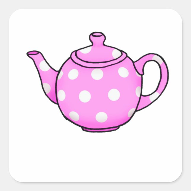 Pegatina Cuadrada Pink Betty Teapot (Anverso)