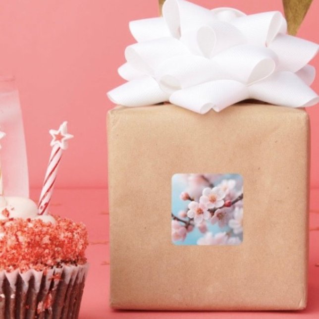 Pegatina Cuadrada Pink Blossom Magic (Decorate your gifts or envelopes with this beautiful floral sticker. 
)