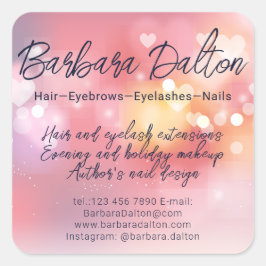 Pegatina Cuadrada Pink Bright Bokeh