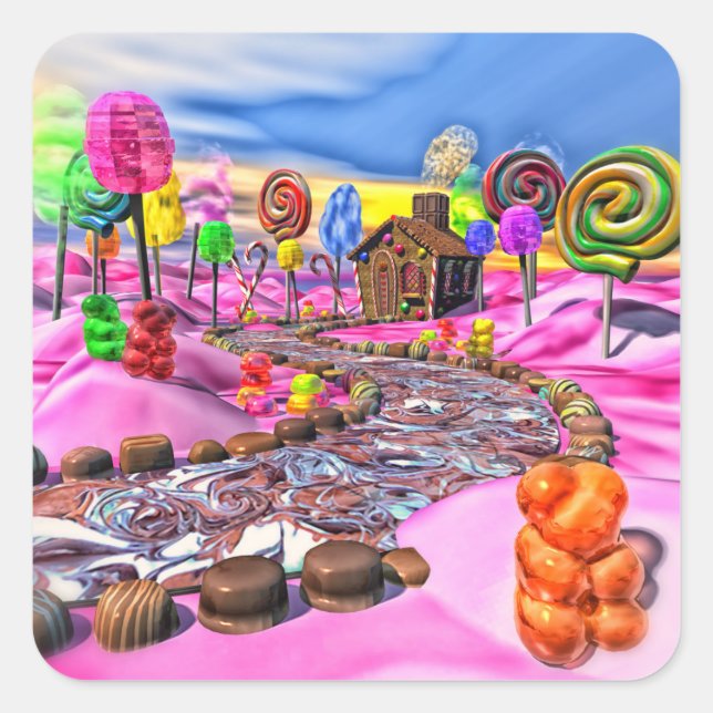 Pegatina Cuadrada Pink Candyland (Anverso)