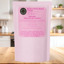 Pegatina Cuadrada Pink Cottage Food Product Label with Logo