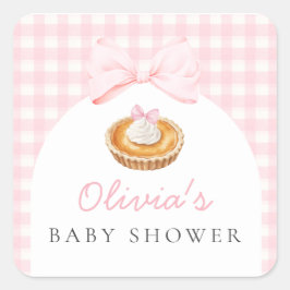 Pegatina Cuadrada Pink Cutie Pie Baby Shower