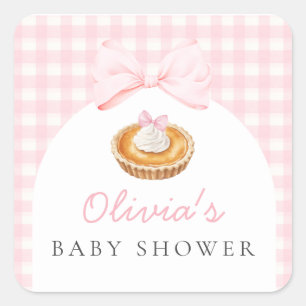 Pegatina Cuadrada Pink Cutie Pie Baby Shower