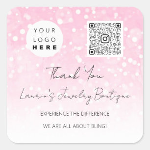 Pegatina Cuadrada Pink de la tienda en línea con el logotipo QrCode