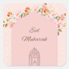 Pegatina Cuadrada Pink Eid mubark