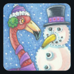 Pegatina Cuadrada PINK FLAMINGO SNOWMAN CHRISTMAS STICKAS Square<br><div class="desc">ESTILO FLAMINGO SNOWMAN. DIVERTIDOS AMANTES DE NAVIDAD Hoja,  cuadrada...  Buscar elementos coincidentes Diseño de Susan Brack</div>
