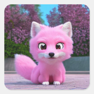Pegatina Cuadrada Pink Fox