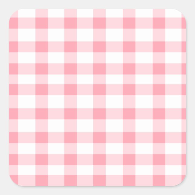 Pegatina Cuadrada Pink Gingham (Anverso)