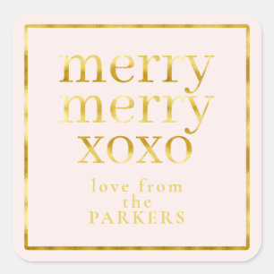 Pegatina Cuadrada Pink Gold Merry XOXO ID1009