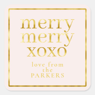 Pegatina Cuadrada Pink Gold Merry XOXO ID1009