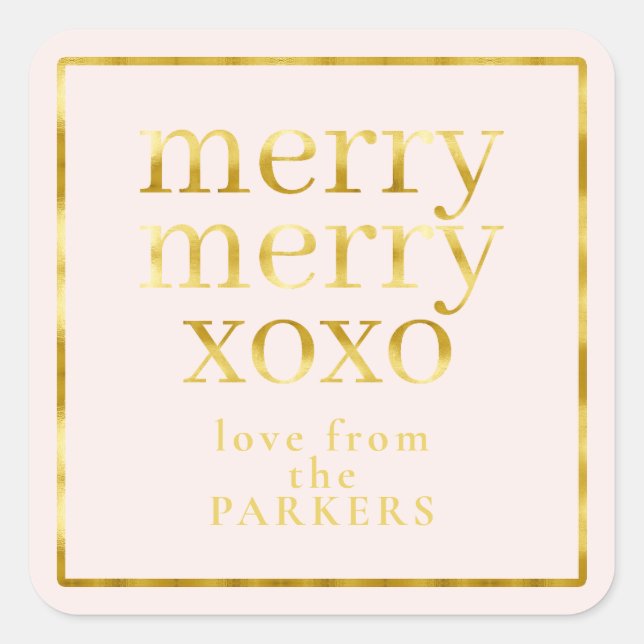 Pegatina Cuadrada Pink Gold Merry XOXO ID1009 (Anverso)