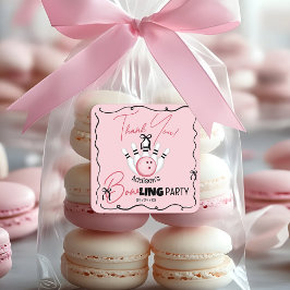 Pegatina Cuadrada Pink Hand Drawn BOWling Bows Birthday Party Favor