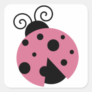 Pegatina Cuadrada Pink Ladybug