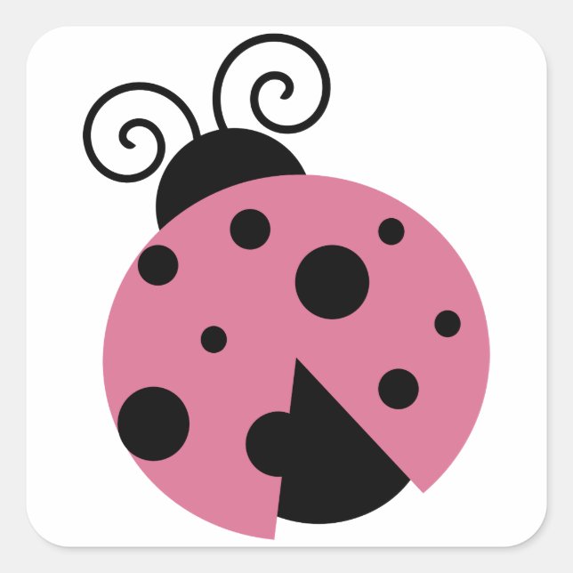 Pegatina Cuadrada Pink Ladybug (Anverso)