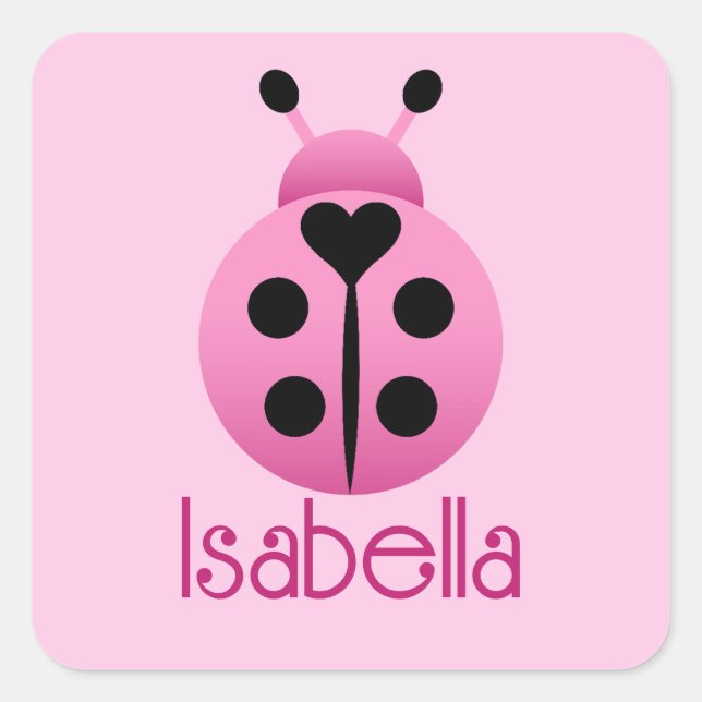 Pegatina Cuadrada Pink Ladybugs (Anverso)