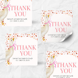 Pegatina Cuadrada Pink Little Silly Goose Baby Shower