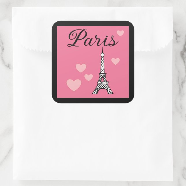 Pegatina Cuadrada Pink Paris Stickers (Bolso)