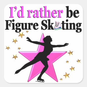 PEGATINA CUADRADA PINK PREFERIRÍA SER DISEÑO DE PATINAJE DE HIELO