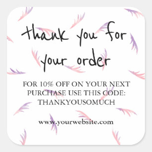 Pegatina Cuadrada Pink Purple Feathery Lashes Gracias Por El Orden