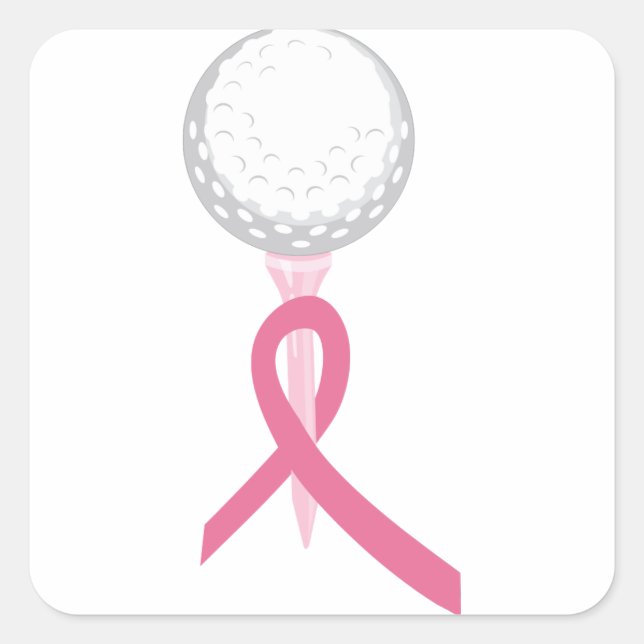 Pegatina Cuadrada Pink Ribbon Golf (Anverso)