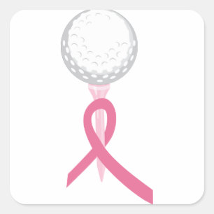 Pegatina Cuadrada Pink Ribbon Golf