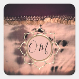 Pegatina Cuadrada Pink Rubor Tie Dye OM Lotus