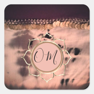 Pegatina Cuadrada Pink Rubor Tie Dye OM Lotus