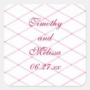 Pegatina Cuadrada Pink Save the date Pegatinas, Quilted CrissCross