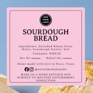 Pegatina Cuadrada Pink Sourdough Ingredient Cottage Law Sticker