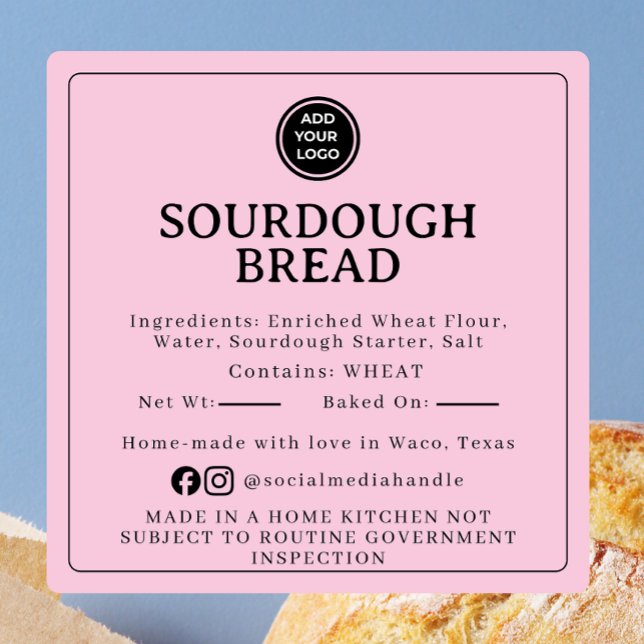 Pegatina Cuadrada Pink Sourdough Ingredient Cottage Law Sticker (Subido por el creador)