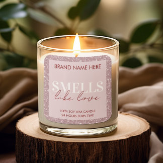 Pegatina Cuadrada Pink Sparkling Custom Valentine's Day Candle Label