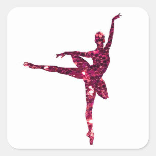 Pegatina Cuadrada Pink Sparkly Ballerina