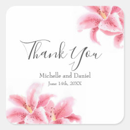 Pegatina Cuadrada Pink Stargazer Lilies