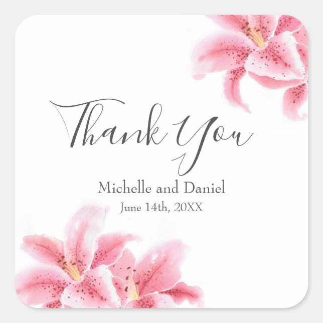 Pegatina Cuadrada Pink Stargazer Lilies (Anverso)