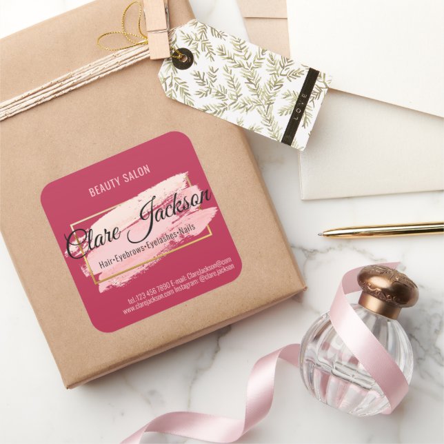 Pegatina Cuadrada Pink Viva Magenta Golden (Regalar)