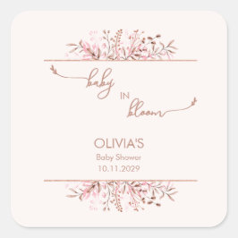 Pegatina Cuadrada Pink Wildflower Baby in Bloom