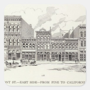 Pegatina Cuadrada Pino y California delanteros de la zona este