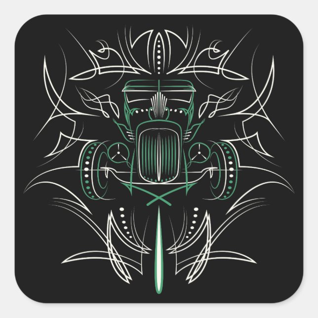 Pegatina Cuadrada Pinstriping Hot Rod (Anverso)
