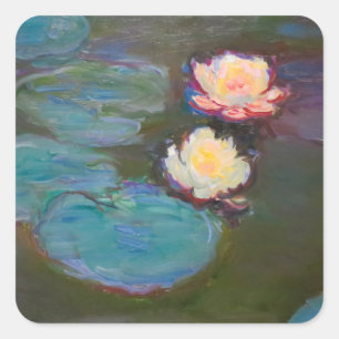 Pegatina Cuadrada Pintado de naves acuáticas de Monet Water Lily Lil