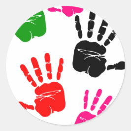 Pegatina Cuadrada Pintando dedos Manos Niños Sorprendentes Fab Prees