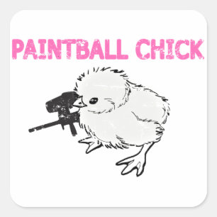 Pegatina Cuadrada Pintball Gun Chick