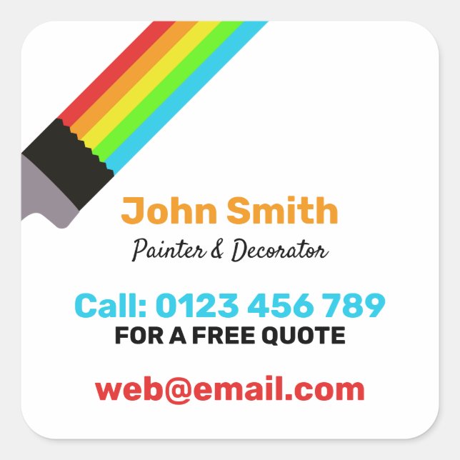 Pegatina Cuadrada Pintor (Anverso)