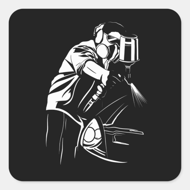 PEGATINA CUADRADA PINTOR DE COCHE (Anverso)