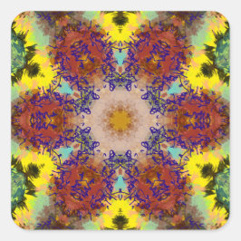 Pegatina Cuadrada pintura acuarela Armonía cromática de pájaro