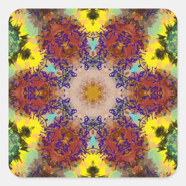 Pegatina Cuadrada pintura acuarela Armonía cromática de pájaro (Anverso)