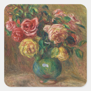 Pegatina Cuadrada Pintura al óleo floral francesa vintage de Renoir
