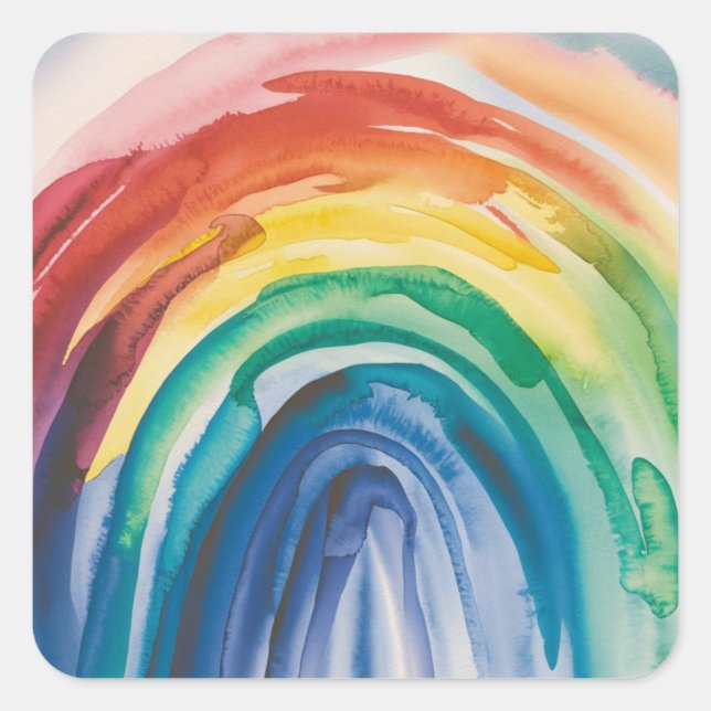 Pegatina Cuadrada Pintura arcoiris (Anverso)