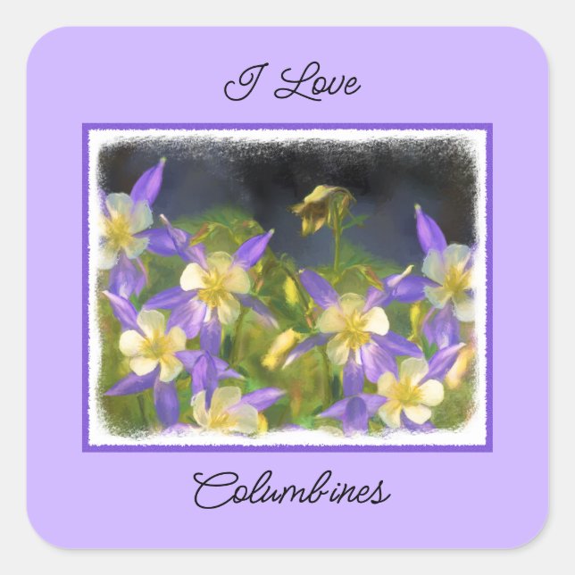 Pegatina Cuadrada Pintura Colorado Blue Columbine - Arte Original (Anverso)