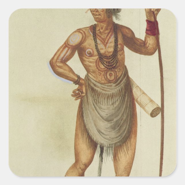 Pegatina Cuadrada Pintura corporal india (Anverso)
