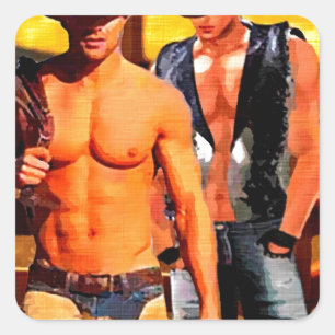 Pegatina Cuadrada Pintura:  Corral De Vaquero